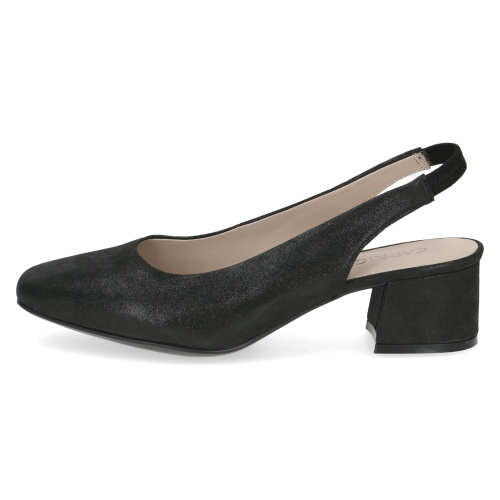 Caprice  | Δερμάτινη Slingback Γόβα Black Metallic με Τεχνολογία Memotion