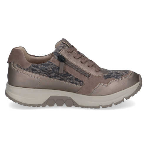 Caprice Δερμάτινα Ανατομικά Sneakers με Φερμουάρ & Snake Print – Taupe / Μπεζ