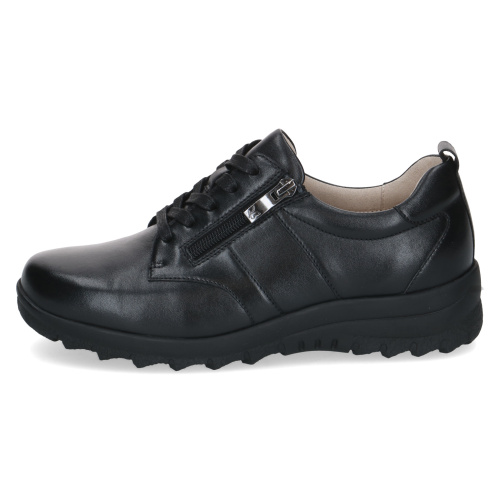 Caprice Δερμάτινα Ανατομικά Sneakers με Διπλό Φερμουάρ & Κορδόνια – Μαύρο