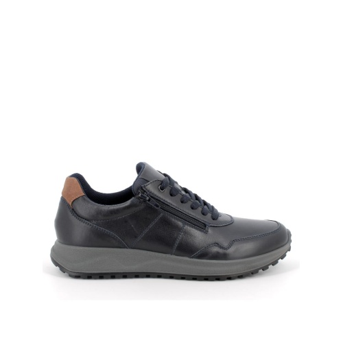 IMAC Ανδρικά Ανατομικά Δερμάτινα Sneakers με Φερμουάρ & Κορδόνια – Σκούρο Μπλε