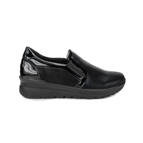 Γυναικεία Ανατομικά Sneakers Slip-On με Πλαϊνά Λάστιχα & Λάμψη – Μαύρο