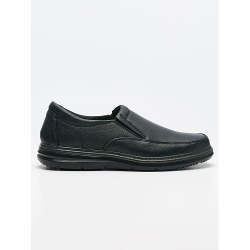 Ανδρικά Δερμάτινα Ανατομικά Παπούτσια Slip-On με Ανάγλυφο Δέρμα – Μαύρο