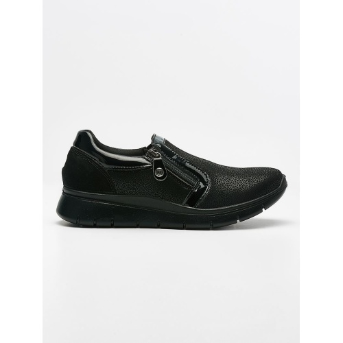 Γυναικεία Ανατομικά Sneakers Slip-On με Διπλό Φερμουάρ & Λάμψη – Μαύρο IMAC