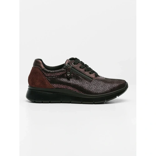 Γυναικεία Ανατομικά Sneakers με Φερμουάρ & Μεταλλικές Λάμψεις – Μπορντό IMAC