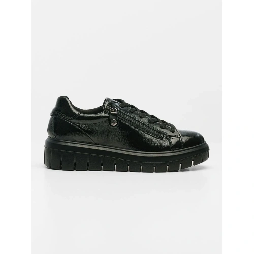 Γυναικεία Ανατομικά Sneakers Flatforms με Φερμουάρ – Μαύρο Λουστρίνι IMAC