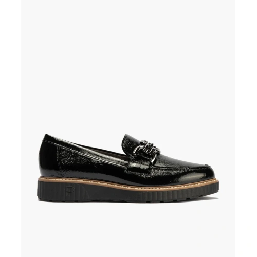 Pitillos 11550 Γυναικεία Ανατομικά Μοκασίνια Loafers με Αλυσίδα – Μαύρο Λουστρίνι